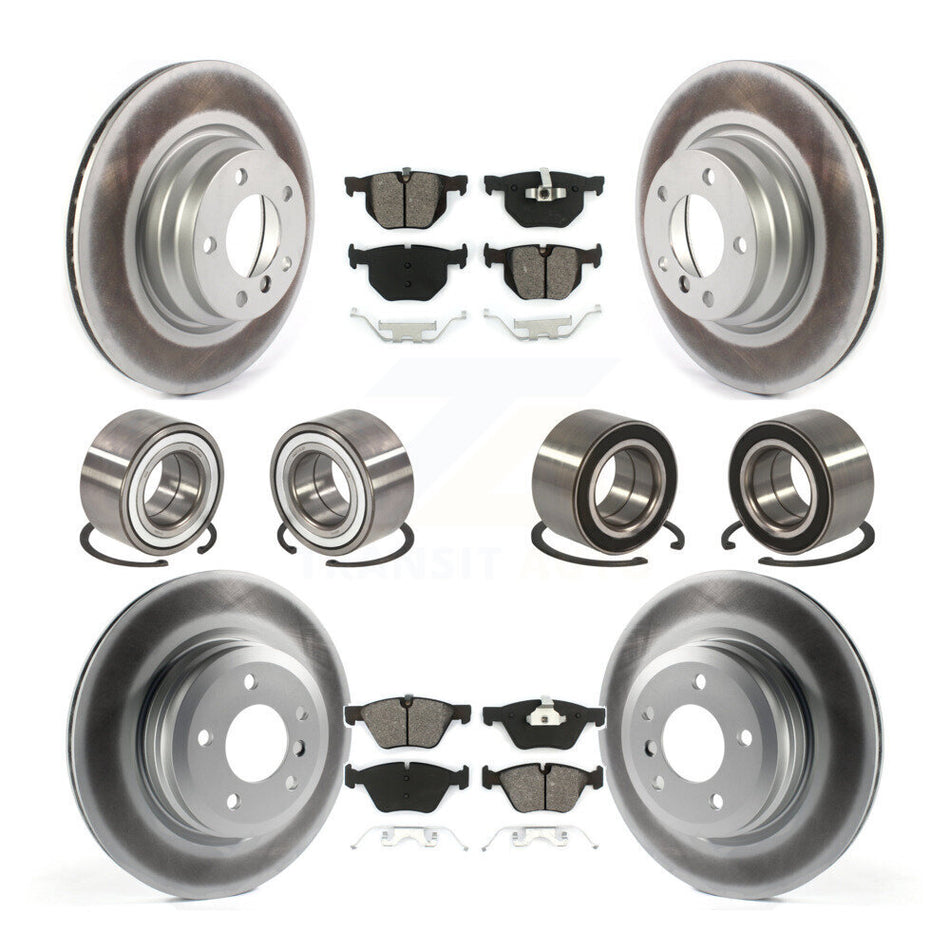 Front Rear Wheel Bearings Coated Disc Brake Rotors And Semi-Metallic Pads Kit (10Pc) For 2006 BMW 330xi KBB-115691