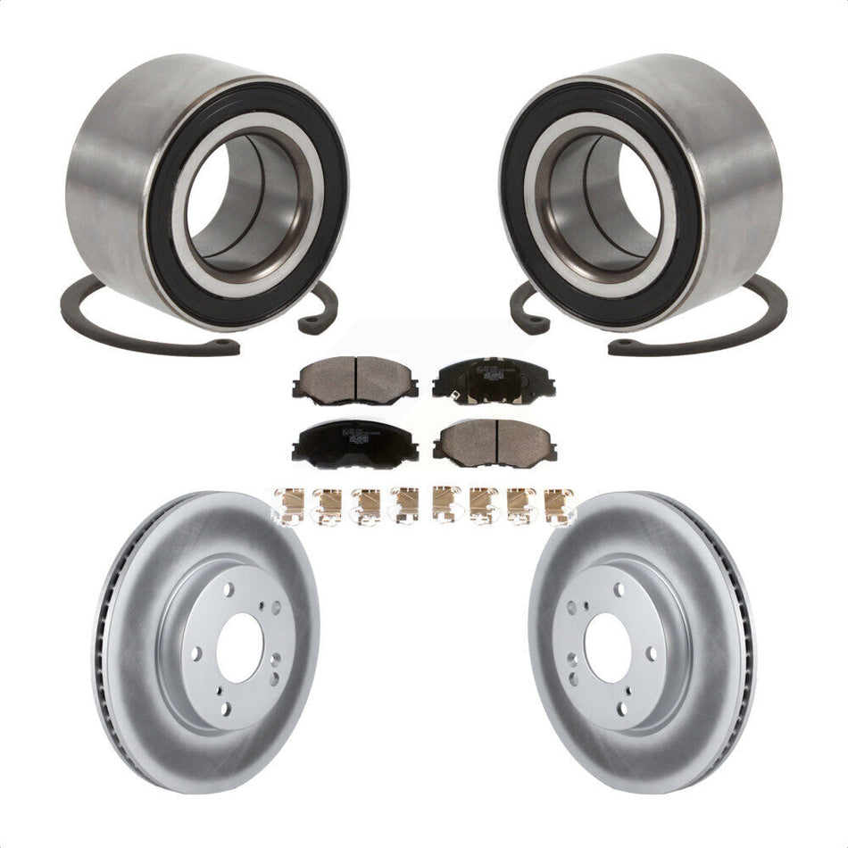 Front Wheel Bearing With Coated Disc Brake Rotors And Ceramic Pads Kit For 2019 Honda Insight KBB-115695