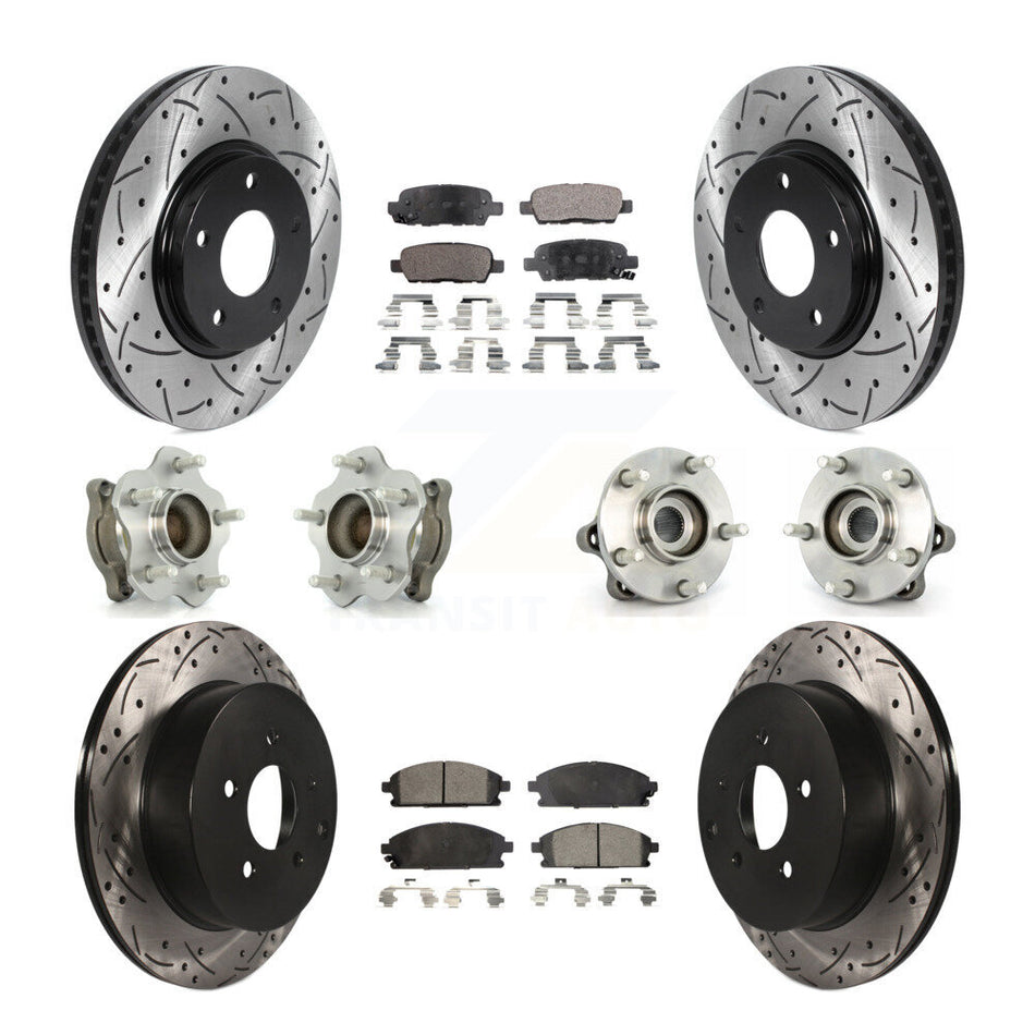 Front Rear Hub Bearing Coated Disc Brake Rotor Pads Kit (10Pc) For 2004-2009 Nissan Quest KBB-115720
