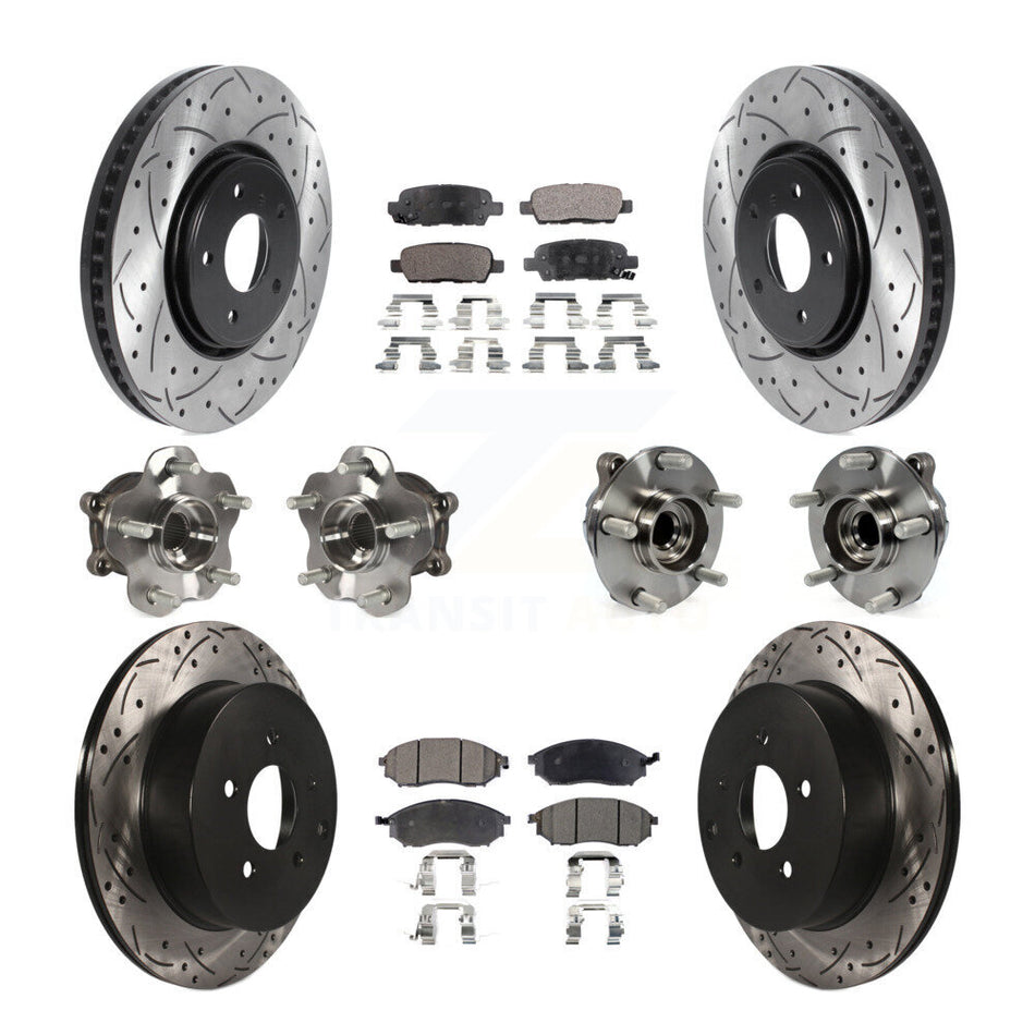 Front Rear Hub Bearings Assembly Coated Disc Brake Rotors And Semi-Metallic Pads Kit (10Pc) For Infiniti FX35 QX70 INFINITI KBB-115726