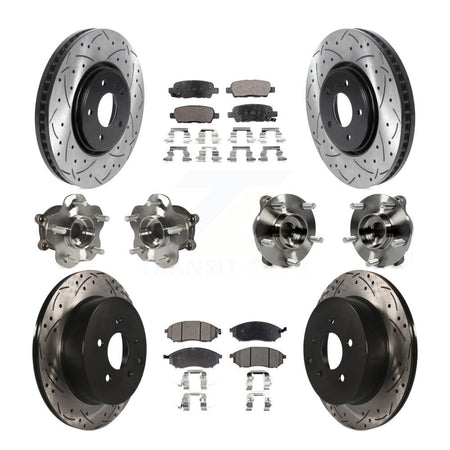 Front Rear Hub Bearing Coated Disc Brake Rotor Pads Kit (10Pc) For INFINITI FX35 FX37 AWD KBB-115727