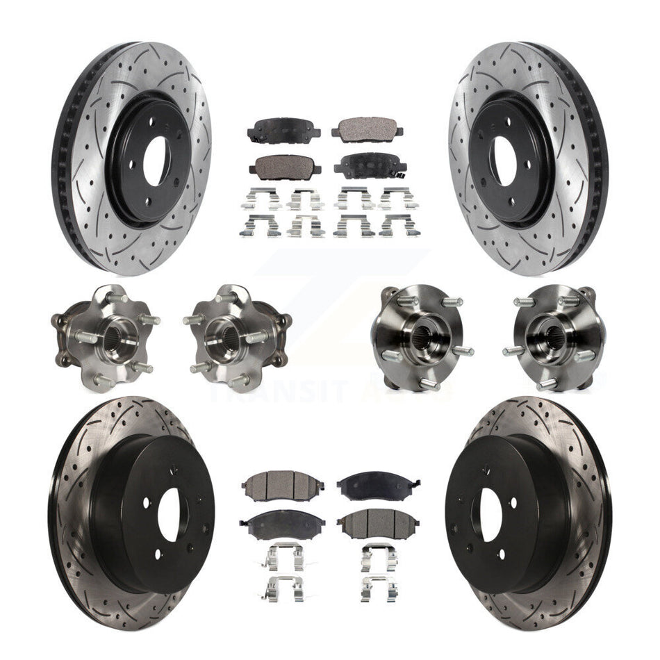 Front Rear Hub Bearing Coated Disc Brake Rotor Pads Kit (10Pc) For INFINITI FX35 FX37 AWD KBB-115727
