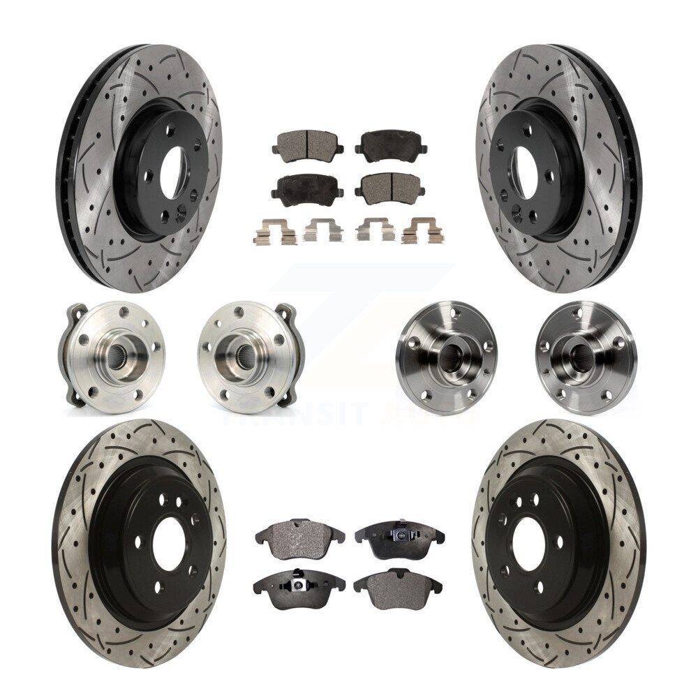 Front Rear Hub Bearing Coated Disc Brake Rotor Pad Kit (10Pc) For 2013-2014 Volvo S60 AWD KBB-115733