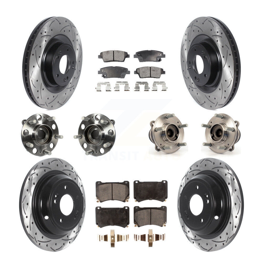Front Rear Hub Bearing Coat Brake Rotor Pad Kit (10Pc) For 2012-2014 Hyundai Genesis 5.0L KBB-115737
