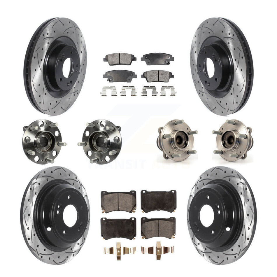 Front Rear Hub Bearing Coat Brake Rotor Pad Kit (10Pc) For 2012-2014 Hyundai Genesis 5.0L KBB-115737