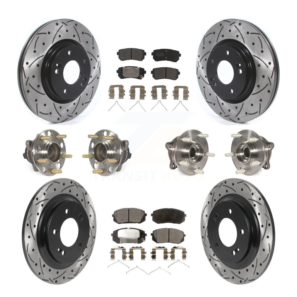 Front Rear Hub Bearing Assembly Coated Disc Brake Rotor And Pad Kit (10Pc) For Kia Optima KBB-115753