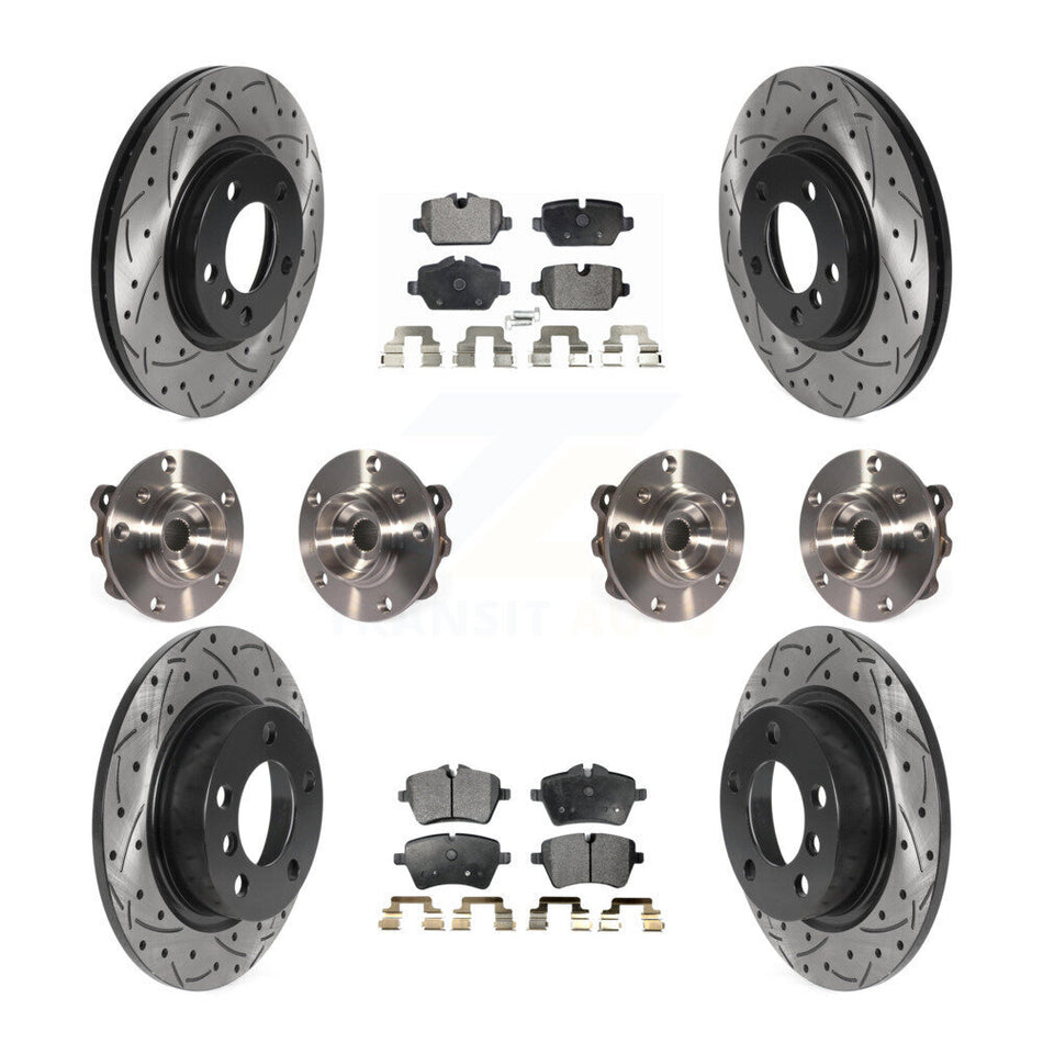 Front Rear Hub Bearing Coat Brake Rotor Pad Kit (10Pc) For Mini Cooper Countryman Paceman KBB-115758