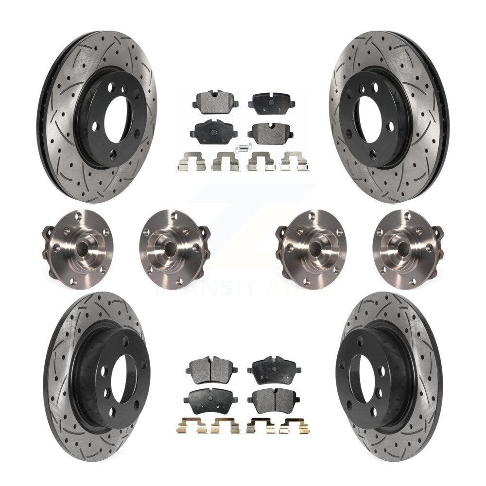 Front Rear Hub Bearing Coat Brake Rotor Pads Kit (10Pc) For 11 Mini Cooper Countryman AWD KBB-115759