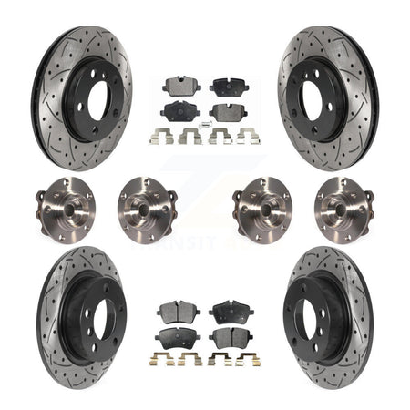 Front Rear Hub Bearing Coat Brake Rotor Pads Kit (10Pc) For 11 Mini Cooper Countryman AWD KBB-115759