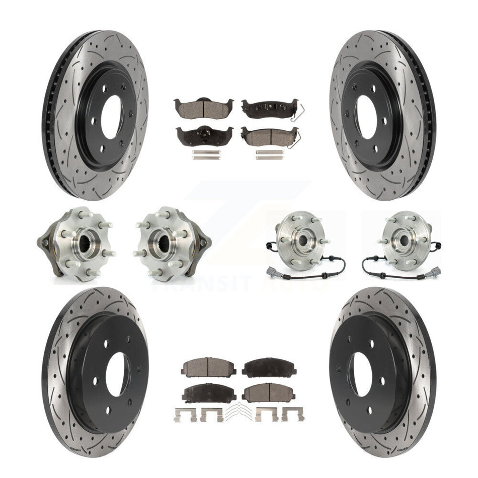 Front Rear Hub Bearings Coated Disc Brake Rotors And Pads Kit (10Pc) For Nissan Armada KBB-115769
