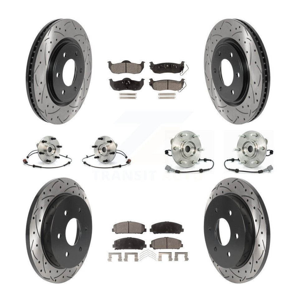 Front Rear Hub Bearings Assembly Coated Disc Brake Rotors And Semi-Metallic Pads Kit (10Pc) For Nissan Armada Infiniti QX56 INFINITI KBB-115771