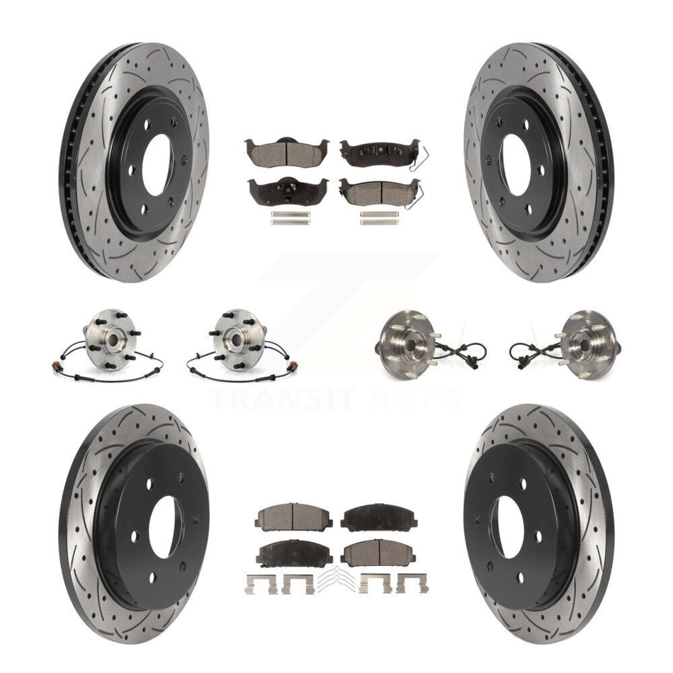 Front Rear Hub Bearings Assembly Coated Disc Brake Rotors And Semi-Metallic Pads Kit (10Pc) For 2012 Nissan Armada 4WD From 12 11 KBB-115772