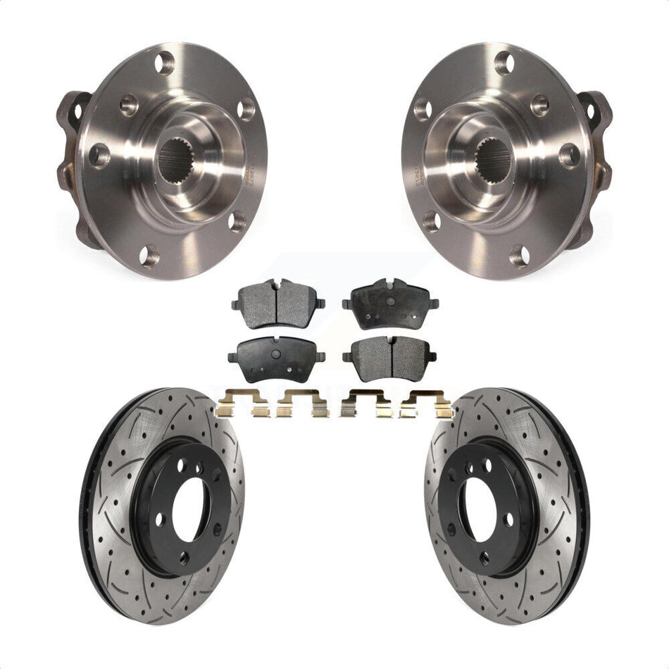 Front Hub Bearing Coat Drill Slot Brake Rotor Pads Kit For Mini Cooper Countryman Paceman KBB-115779