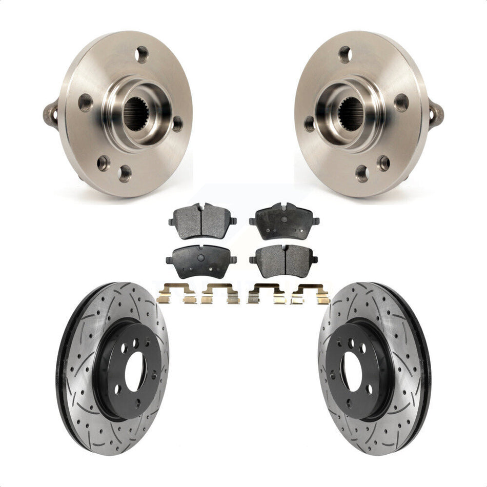Front Hub Bearing Assembly Drill Slot Brake Rotor Pads Kit For 2014-2015 Mini Cooper 1.6L KBB-115791