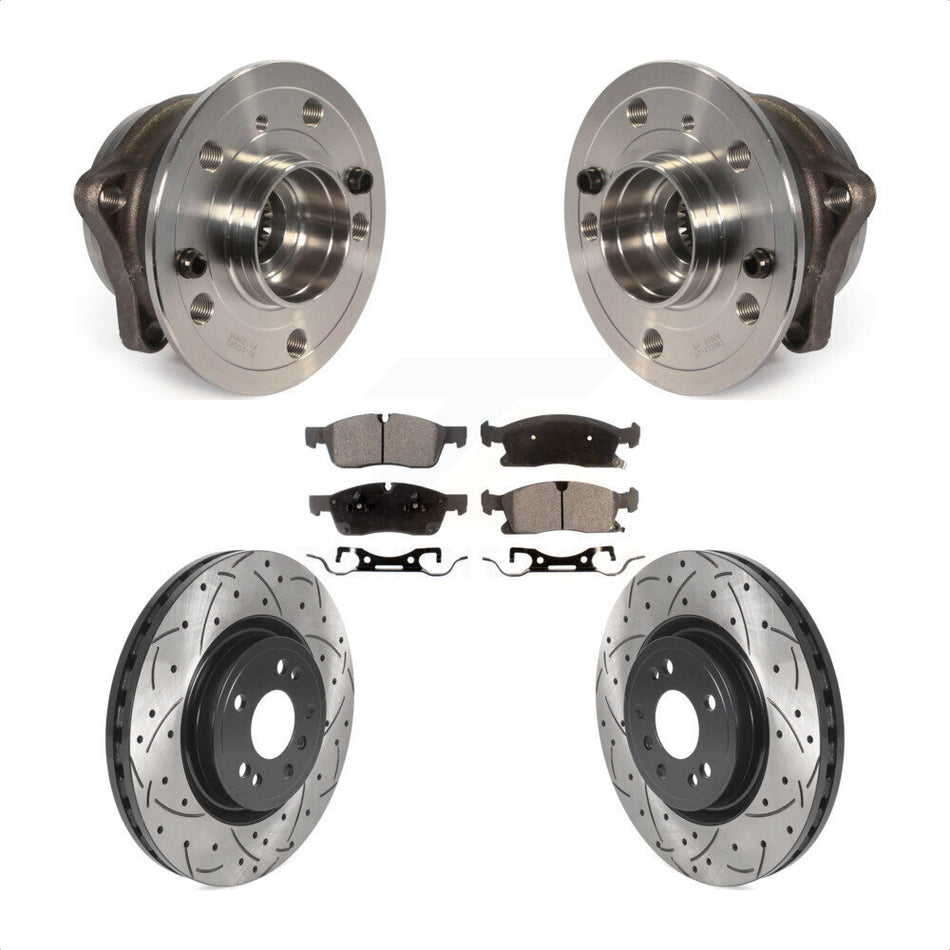 Front Hub Bearing Assembly With Coated Drilled Slotted Disc Brake Rotors And Semi-Metallic Pads Kit For Mercedes-Benz ML350 GLE350 ML250 GLE300d KBB-115801