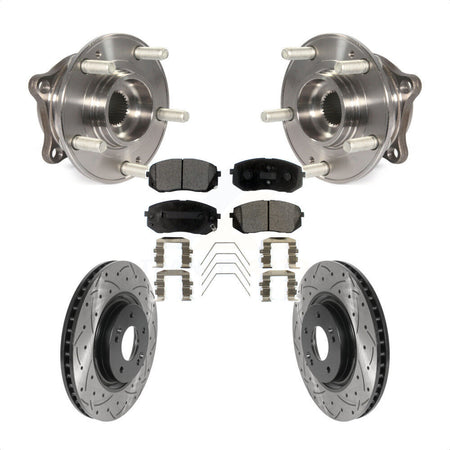 Front Hub Bearing Assembly Drilled Slot Brake Rotor Pad Kit For Hyundai Sonata Kia Optima KBB-115804