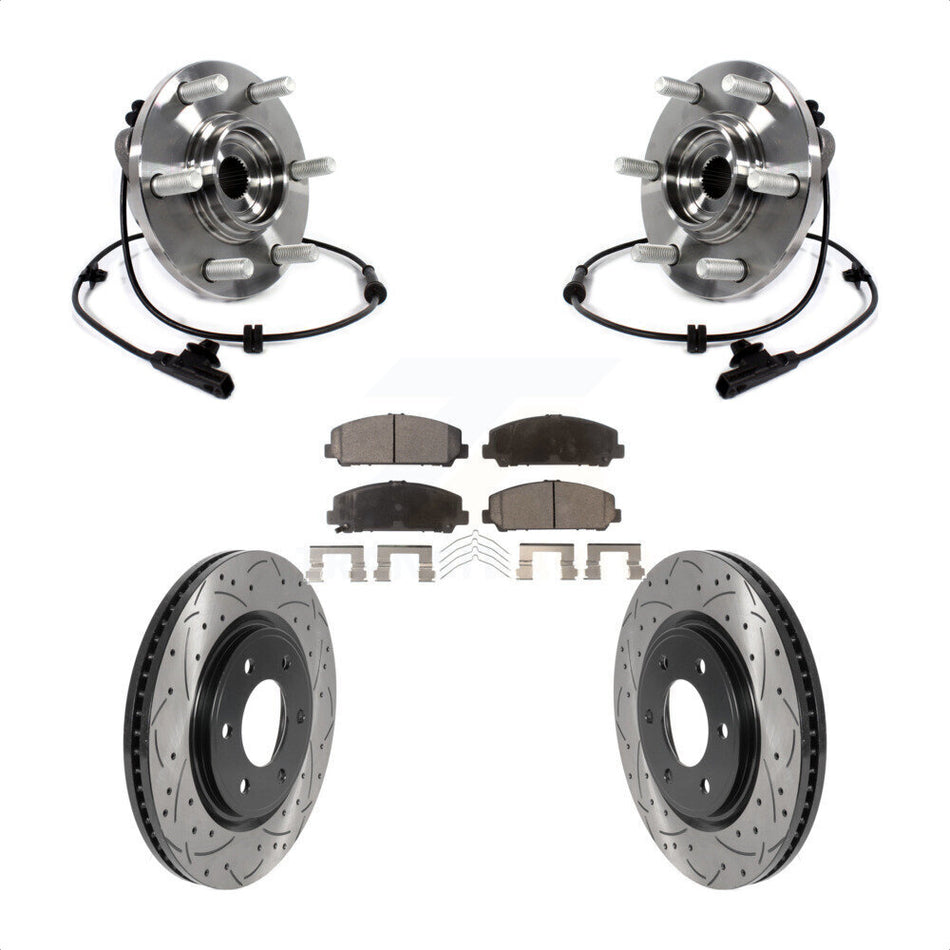 Front Hub Bearing Drilled Slot Brake Rotor & Pad Kit For INFINITI QX80 Nissan Armada QX56 KBB-115810