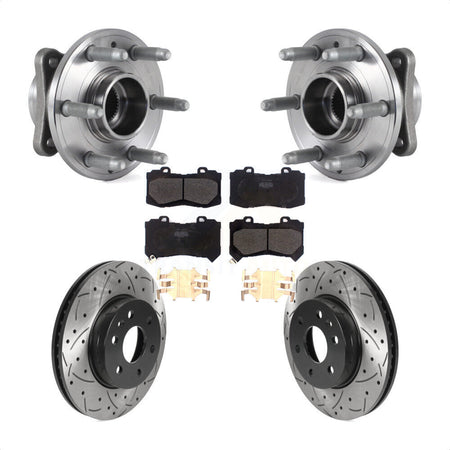 Front Hub Bearing Drilled Slot Brake Rotor Pads Kit For Chevrolet Colorado GMC Canyon 4WD KBB-115812