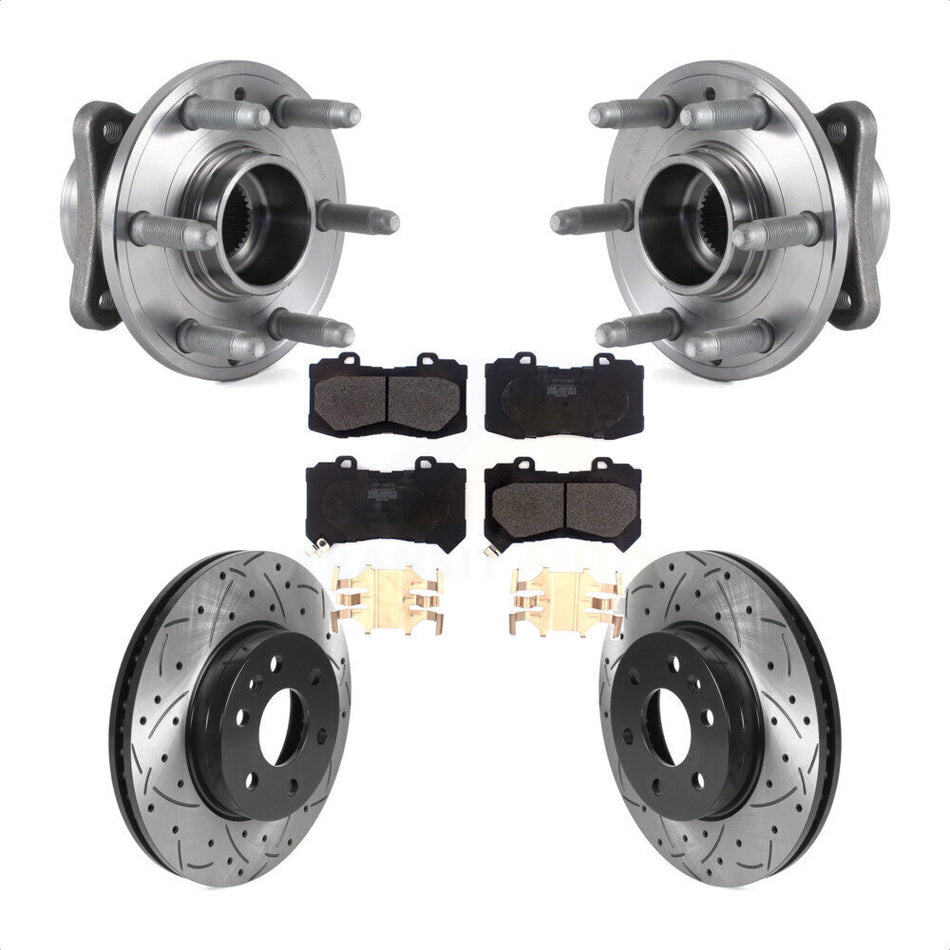 Front Hub Bearing Drilled Slot Brake Rotor Pads Kit For Chevrolet Colorado GMC Canyon 4WD KBB-115812