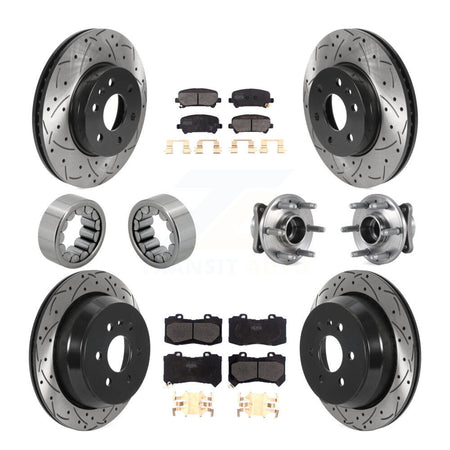 Front Rear Hub Bearing Coated Brake Rotor Pads Shoe Kit (10Pc) For Chevrolet Colorado GMC KBB-115825