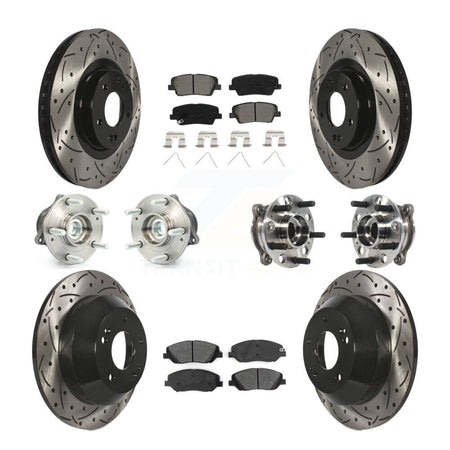 Front Rear Hub Bearing Coated Disc Brake Rotor Pad Kit (10Pc) For Hyundai Santa Fe XL FWD KBB-115831