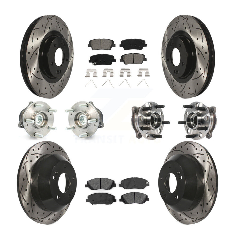 Front Rear Hub Bearing Coated Disc Brake Rotor Pad Kit (10Pc) For Hyundai Santa Fe XL FWD KBB-115831