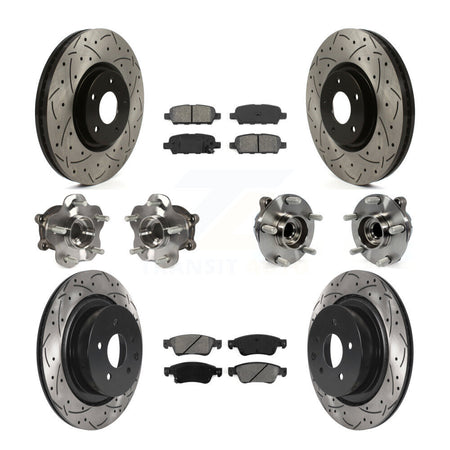Front Rear Hub Bearings Coated Disc Brake Rotors And Pads Kit (10Pc) For INFINITI G35 Q60 KBB-115834