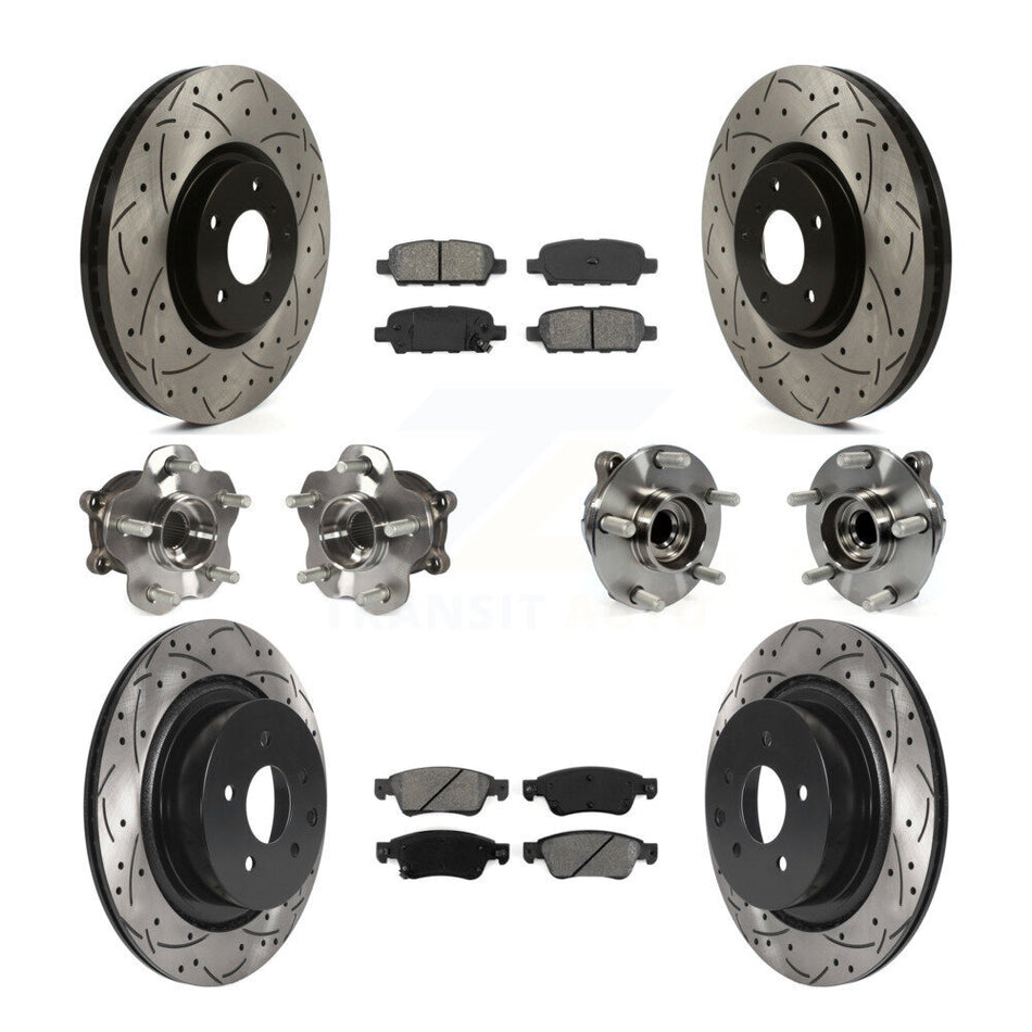 Front Rear Hub Bearings Coated Disc Brake Rotors And Pads Kit (10Pc) For INFINITI G35 Q60 KBB-115834