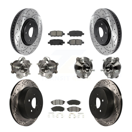 Front Rear Hub Bearing Coated Disc Brake Rotor Pads Kit (10Pc) For INFINITI FX35 FX37 AWD KBB-115835