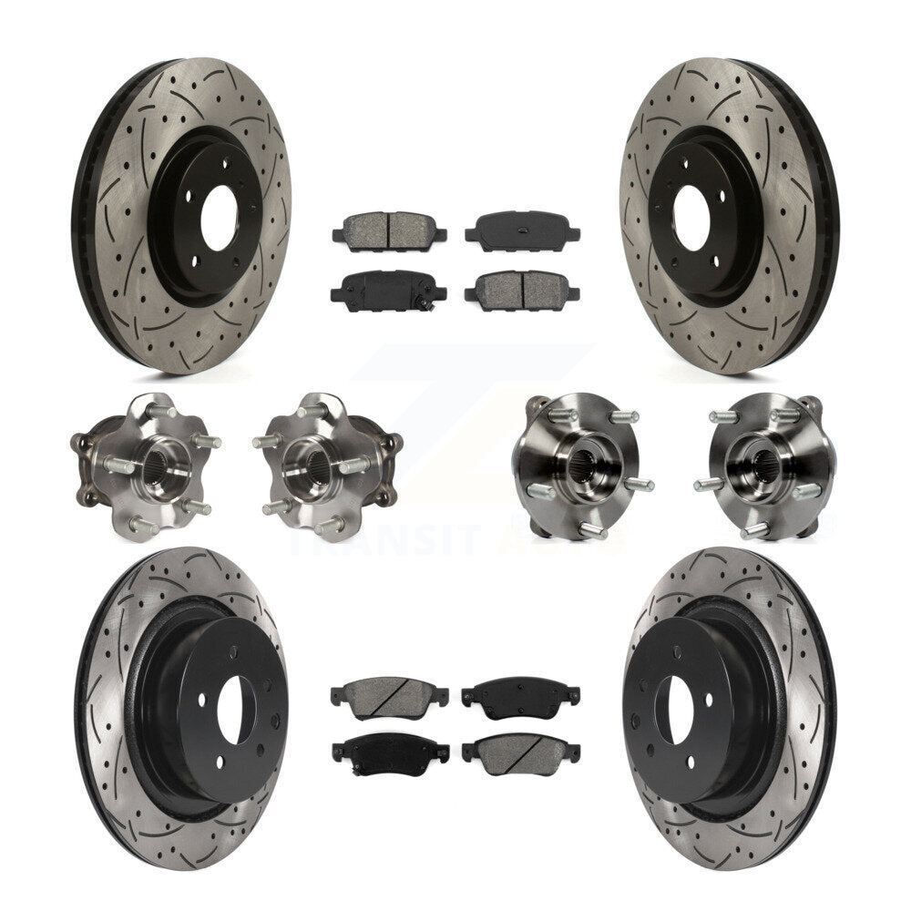 Front Rear Hub Bearings Coated Disc Brake Rotors And Pads Kit (10Pc) For INFINITI G35 Q60 KBB-115836