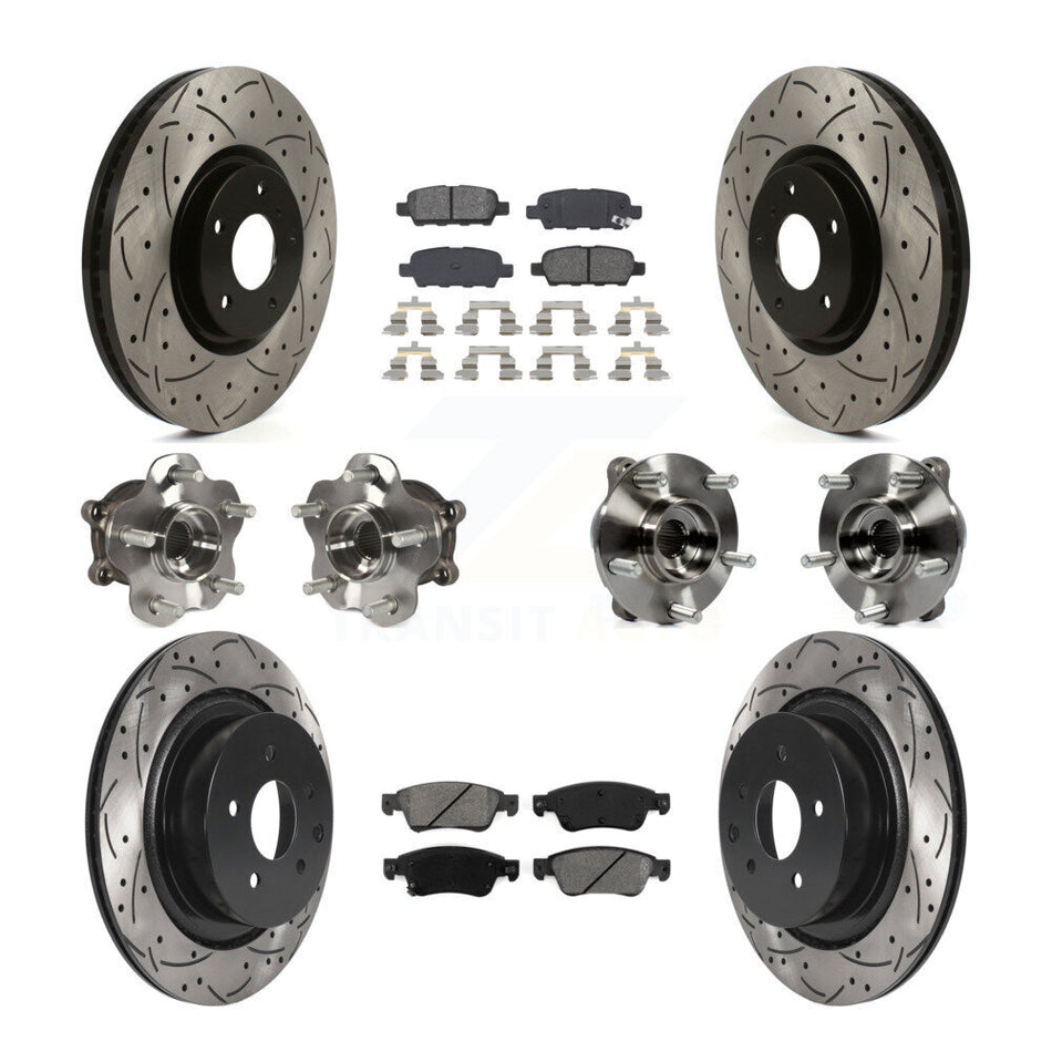 Front Rear Hub Bearings Coated Disc Brake Rotors And Pads Kit (10Pc) For INFINITI G35 Q60 KBB-115836