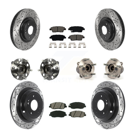 Front Rear Hub Bearing Coated Brake Rotor & Pads Kit (10Pc) For 2012 Hyundai Genesis 3.8L KBB-115847