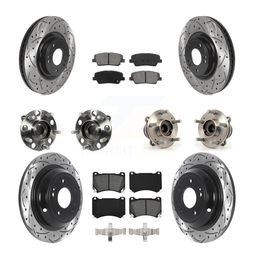 Front Rear Hub Bearing Coated Disc Brake Rotor & Pads Kit (10Pc) For Hyundai Genesis 4.6L KBB-115848