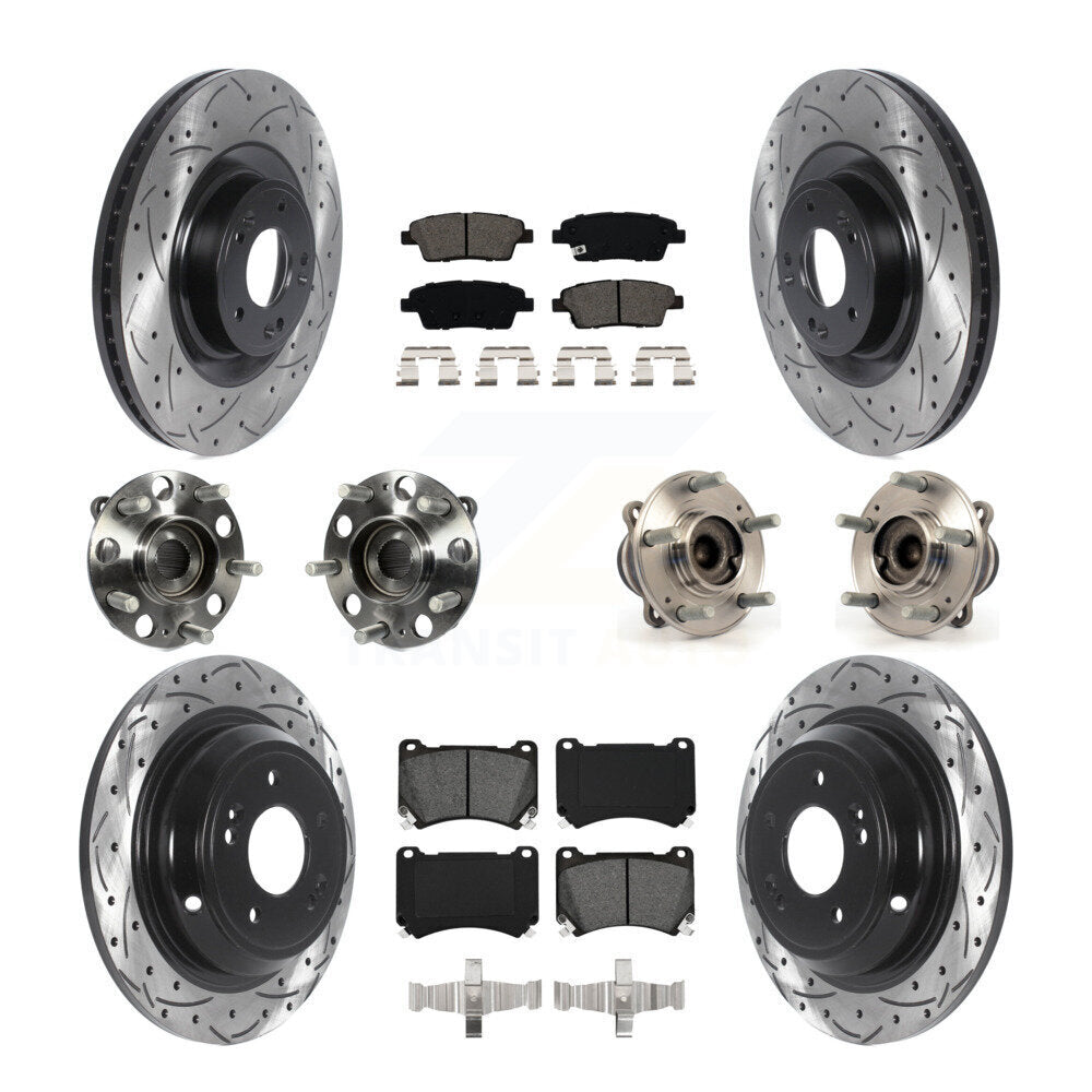 Front Rear Hub Bearing Coat Brake Rotor Pad Kit (10Pc) For 2012-2014 Hyundai Genesis 5.0L KBB-115850