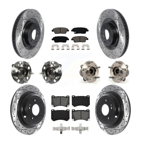 Front Rear Hub Bearing Coat Brake Rotor Pad Kit (10Pc) For 2012-2014 Hyundai Genesis 5.0L KBB-115850