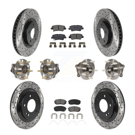Front Rear Hub Bearing Assembly Coated Disc Brake Rotor And Pad Kit (10Pc) For Kia Optima KBB-115864