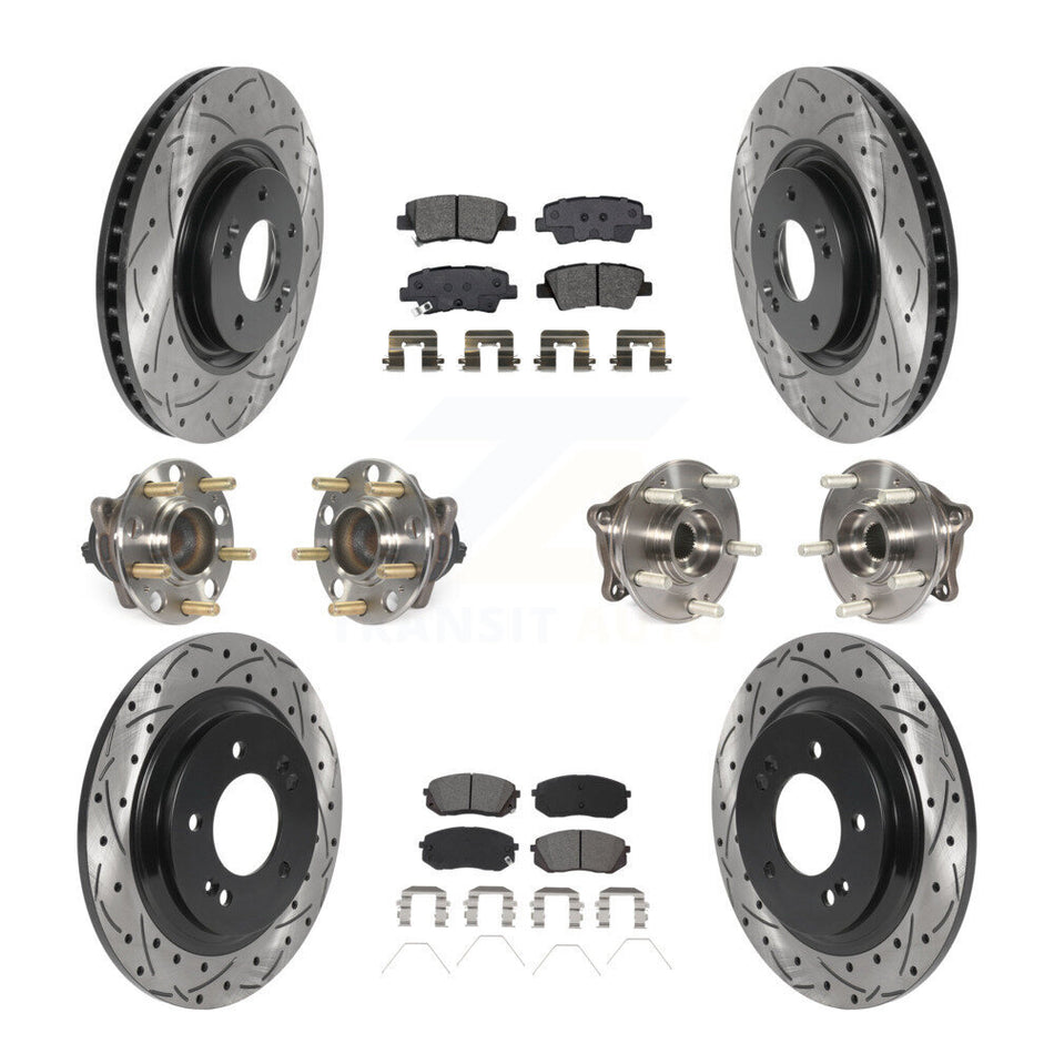 Front Rear Hub Bearing Assembly Coated Disc Brake Rotor And Pad Kit (10Pc) For Kia Optima KBB-115864