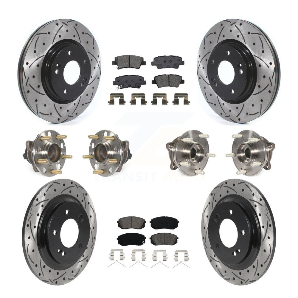 Front Rear Hub Bearing Assembly Coated Disc Brake Rotor And Pad Kit (10Pc) For Kia Optima KBB-115868
