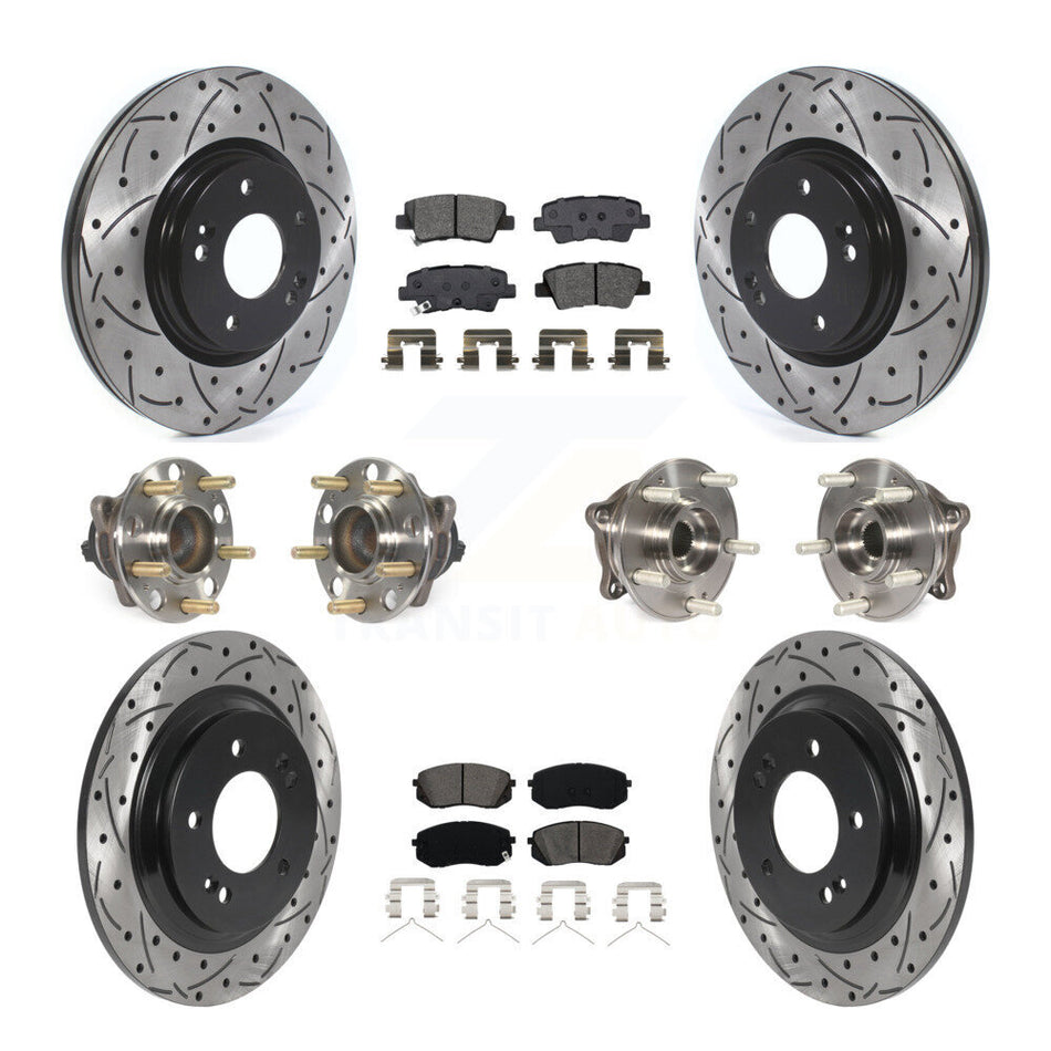 Front Rear Hub Bearing Assembly Coated Disc Brake Rotor And Pad Kit (10Pc) For Kia Optima KBB-115868
