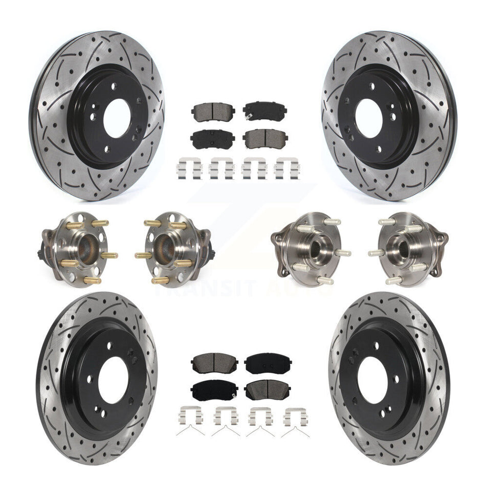 Front Rear Hub Bearing Assembly Coated Disc Brake Rotor And Pad Kit (10Pc) For Kia Optima KBB-115869