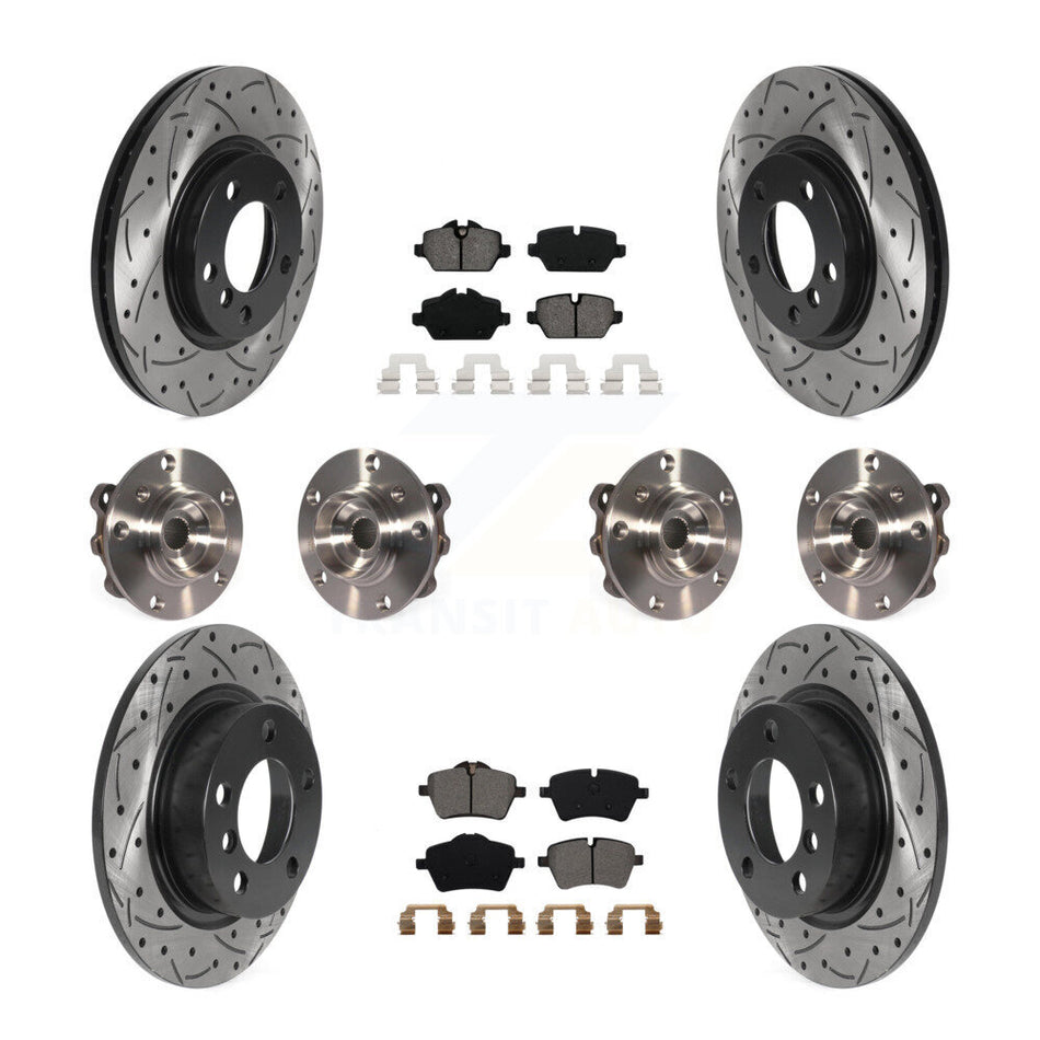 Front Rear Hub Bearing Coat Brake Rotor Pad Kit (10Pc) For Mini Cooper Countryman Paceman KBB-115872