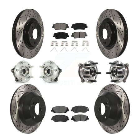 Front Rear Hub Bearing Coated Disc Brake Rotor Pad Kit (10Pc) For Hyundai Santa Fe XL AWD KBB-115877