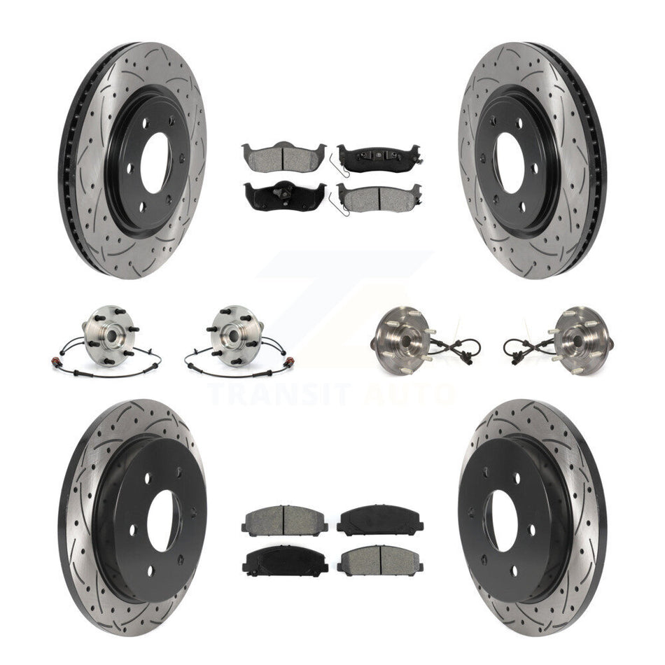 Front Rear Hub Bearings Assembly Coated Disc Brake Rotors And Semi-Metallic Pads Kit (10Pc) For 2012 Nissan Armada 4WD From 12 11 KBB-115884
