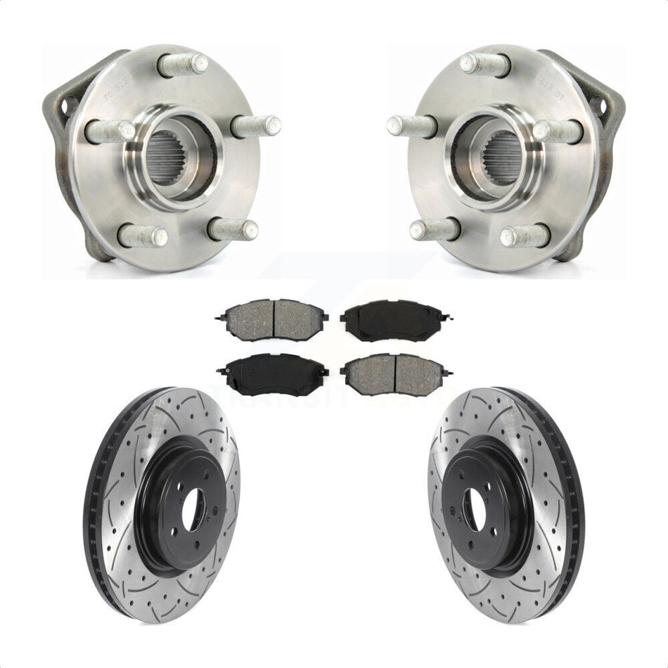 Front Hub Bearing Coat Drill Slot Brake Rotor Pads Kit For Subaru Outback Legacy Forester KBB-115894