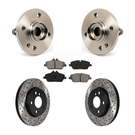 Front Hub Bearing Assembly Drill Slot Brake Rotor Pads Kit For 2014-2015 Mini Cooper 1.6L KBB-115905