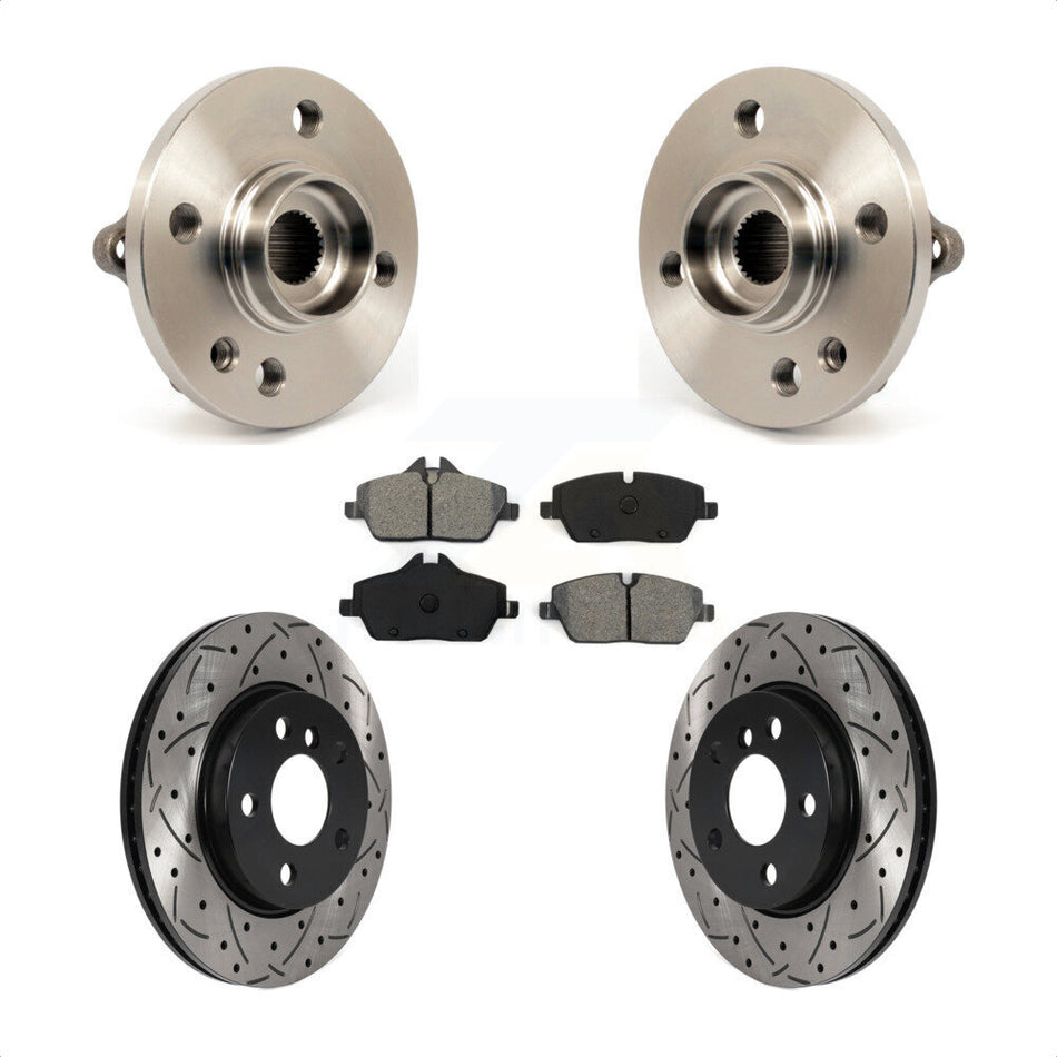 Front Hub Bearing Assembly Drill Slot Brake Rotor Pads Kit For 2014-2015 Mini Cooper 1.6L KBB-115905
