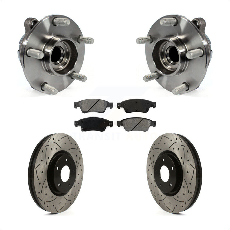 Front Hub Bearing Assembly With Coated Drilled Slotted Disc Brake Rotors And Semi-Metallic Pads Kit For Infiniti G37 G35 Q60 INFINITI KBB-115910