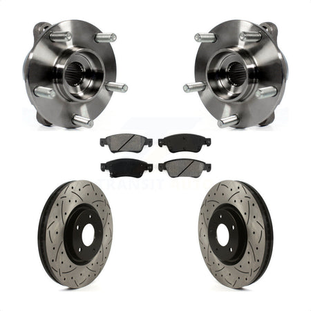 Front Hub Bearing Assembly Coated Drilled Slot Brake Rotor & Pad Kit For INFINITI G35 Q60 KBB-115912