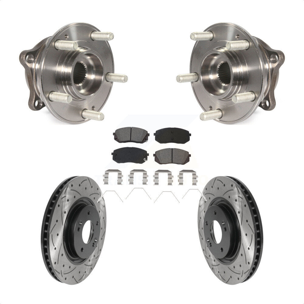 Front Hub Bearing Assembly Drilled Slot Brake Rotor Pad Kit For Hyundai Sonata Kia Optima KBB-115916