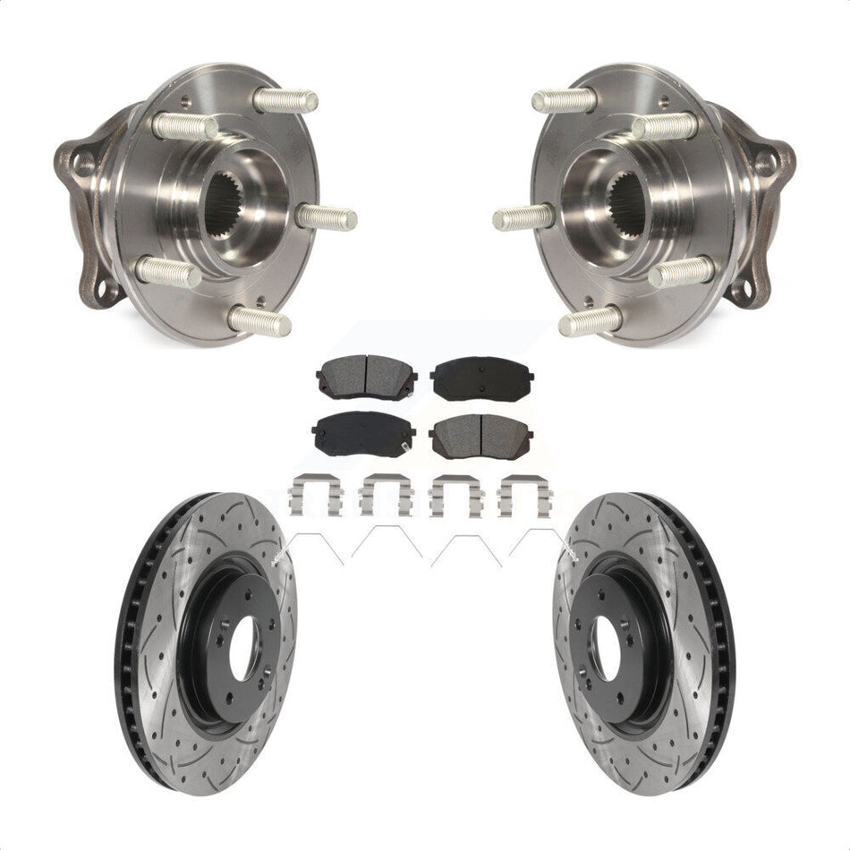 Front Hub Bearing Assembly Drilled Slot Brake Rotor Pad Kit For Hyundai Sonata Kia Optima KBB-115916
